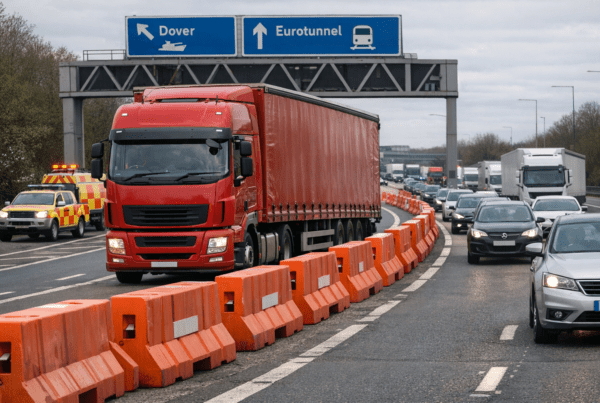 M20 kelyje įdiegta operacija „Brock": sunkvežimiams gresia 300 svarų baudos už maršruto pažeidimus